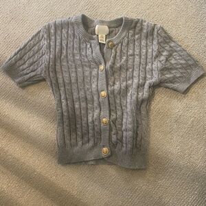 H&M Gray Knit Cardigan with Gold Accents